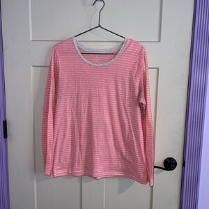 Peach and White Striped Long Sleeve Shirt